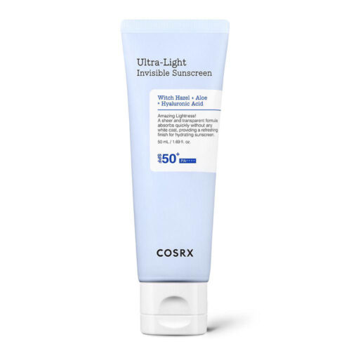 COSRX Ultra-Light Invisible Sunscreen | SPF50 PA++++, No White Cast, Lightweight & Fast-Absorbing, UV Protection, Hydration boost sunscreen for Sun-Damaged, dry skin. Aloe and Witch Hazel leaf water