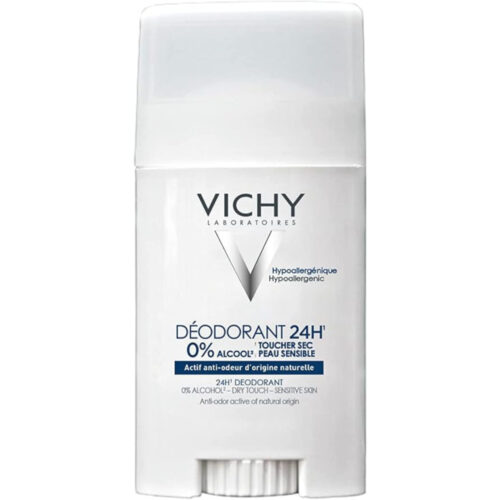 Vichy 24H Dry-Touch Roll-On Deodorant, Aluminum-Free, Invisible Finish, Sensitive Skin