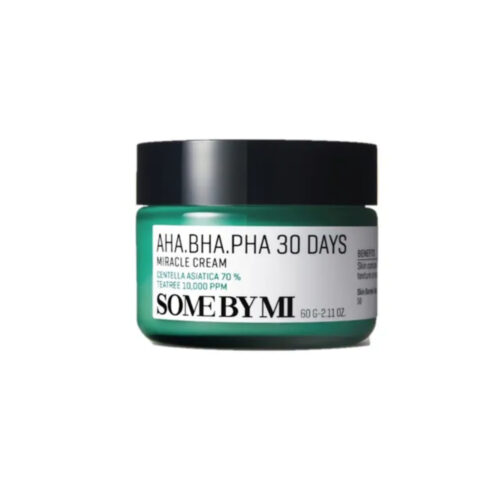 Some By Mi AHA BHA PHA 30 Days Miracle Cream | 60ml | Made From Tea Tree Leaf Water For Sensitive Skin | Mild Moisturizer For Skin Calming & Soothing