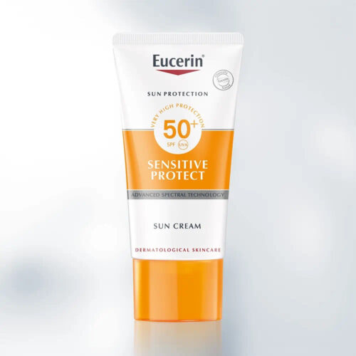 Eucerin Sun Sensitive Protect Facial Sunscreen, SPF 50+, Water-Resistant, Fragrance-Free, 50ml